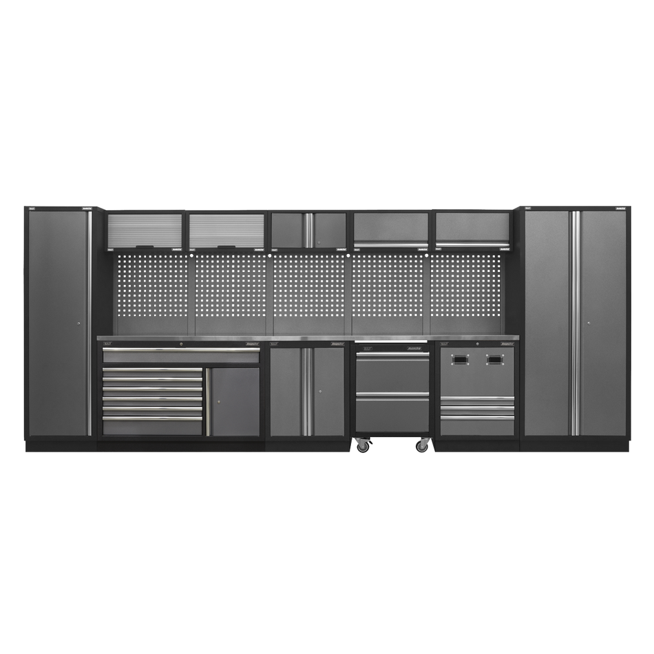 APMSSTACK16SS Superline PRO Storage System with Stainless Steel Worktop 4.92m