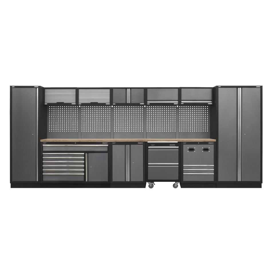 APMSSTACK16W Superline PRO Storage System with Pressed Wood Worktop 4.92m