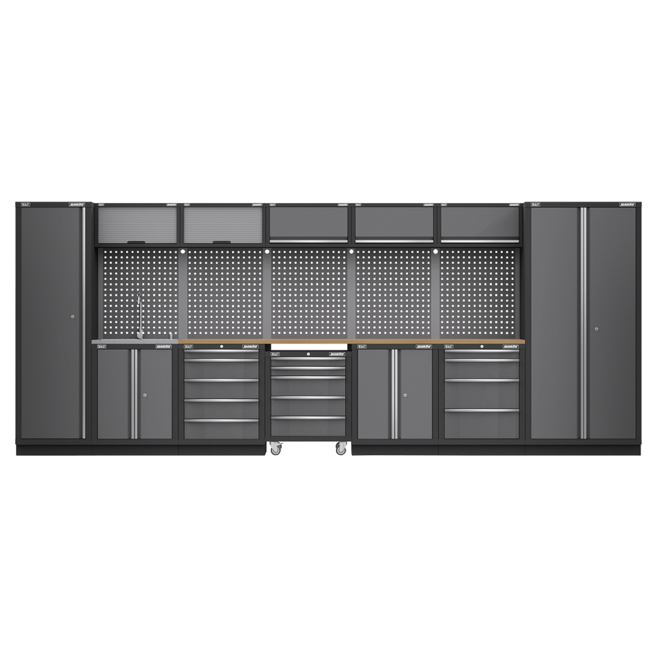 APMSSTACK17W Superline PRO Storage System with Pressed Wood Worktop 4.92m