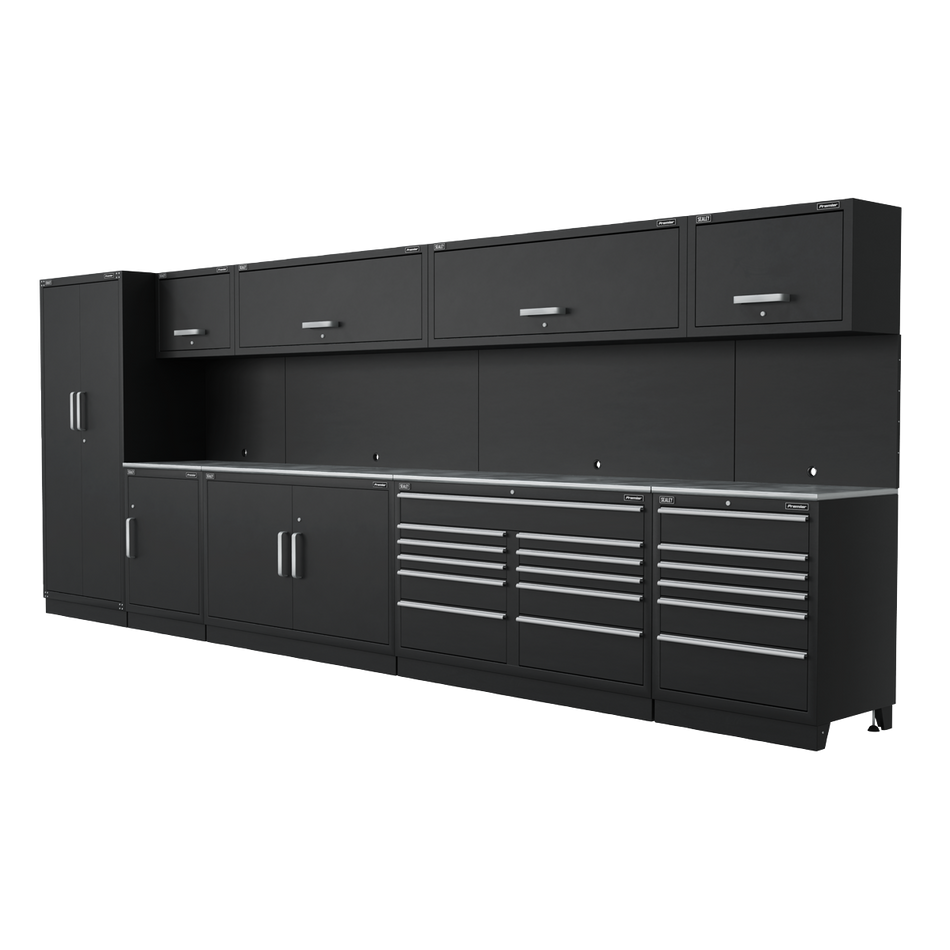 APMSSTEEL Premier Storage System with Stainless Worktop 5.58m