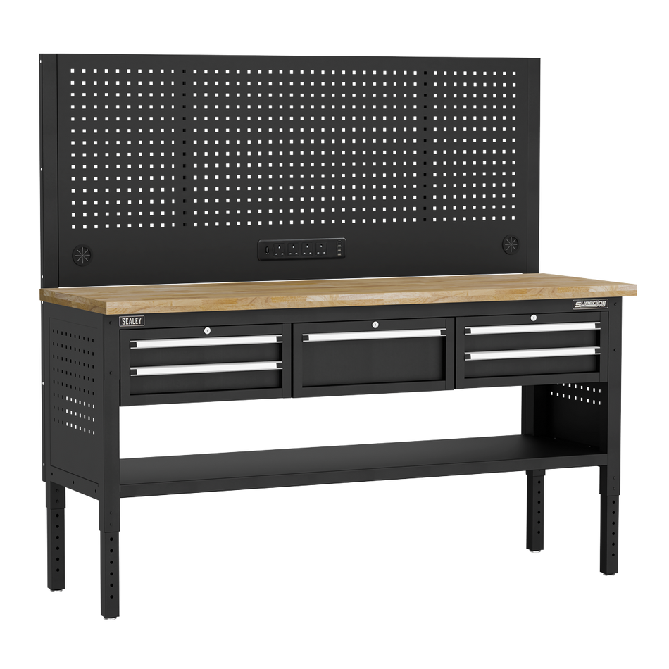 APMWB72COMBO3W Superline PRO Modular Workbench with 5 Drawers Wooden Worktop 1830mm
