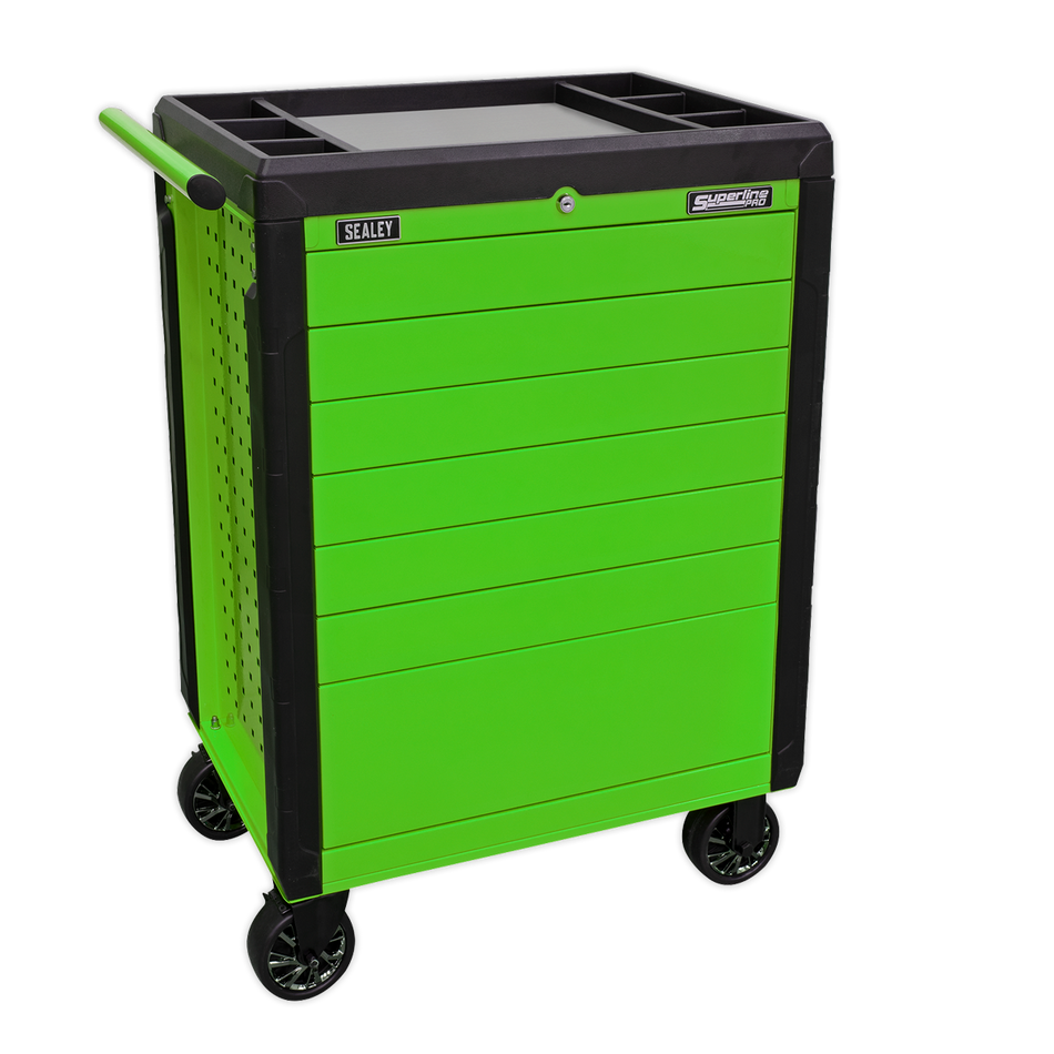 APPD7G Superline PRO Push-To-Open Rollcab 7 Drawer - Green
