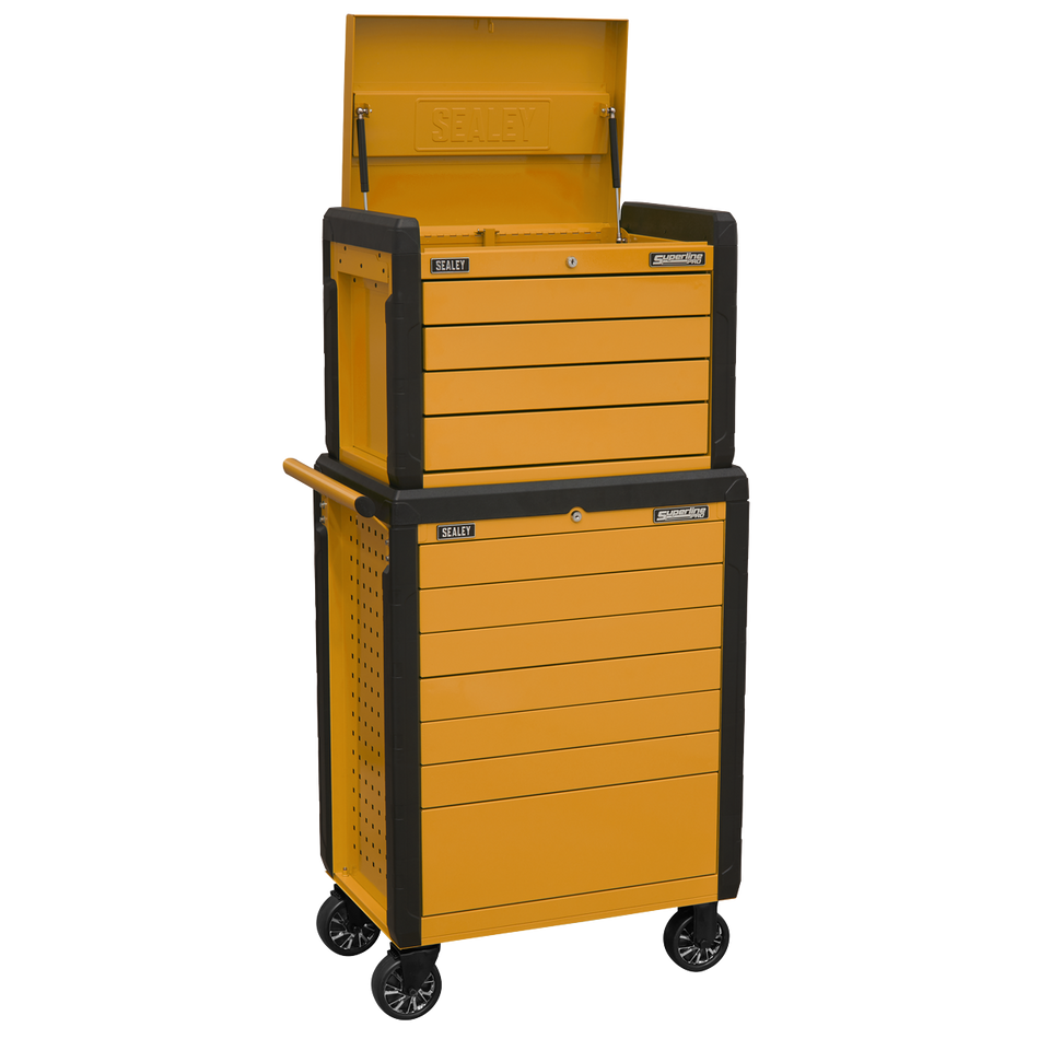 APPDSTACKO Superline PRO Push-To-Open Topchest & Rollcab Combination 11 Drawer - Orange