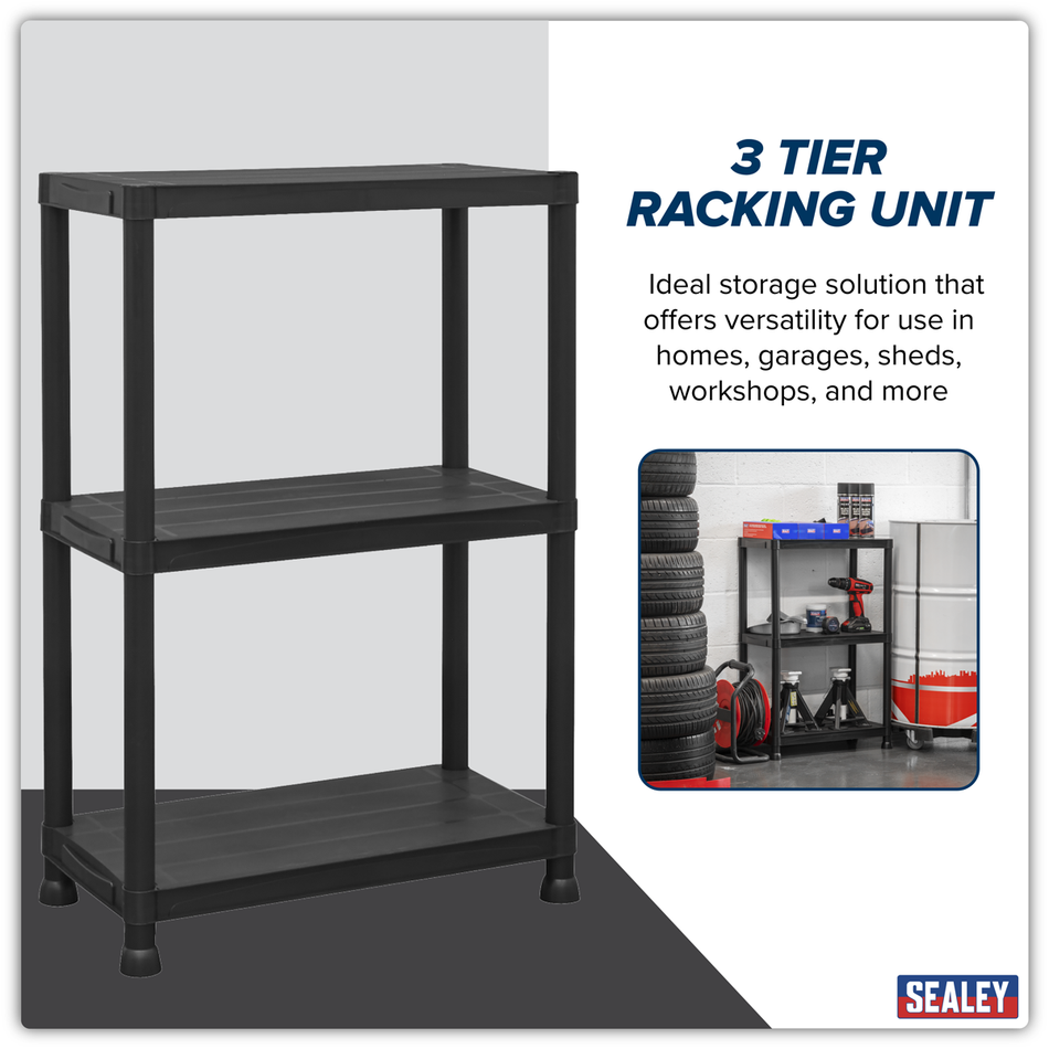 APPR3 Plastic Racking Unit with 3 Shelves 25kg Capacity Per Level