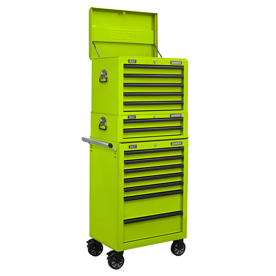 APSTACKTHV Superline PRO Topchest Mid-Box Tool Chest & Rollcab Combination 14 Drawer - Green