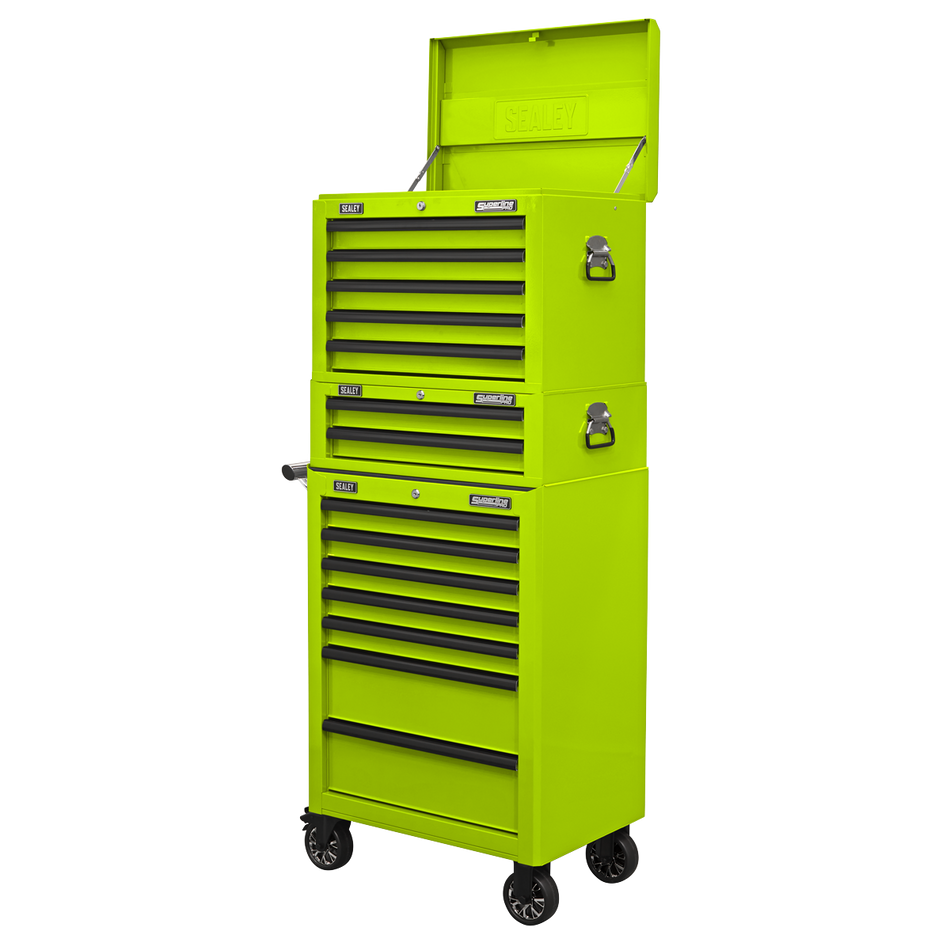 APSTACKTHV Superline PRO Topchest Mid-Box Tool Chest & Rollcab Combination 14 Drawer - Green