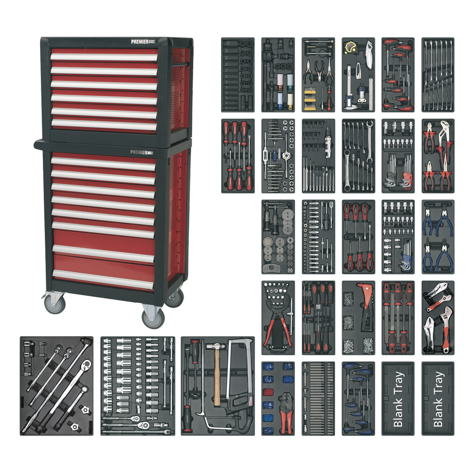APTTC02 Premier Topchest & Rollcab Combination 14 Drawer with 1233pc Tool Kit