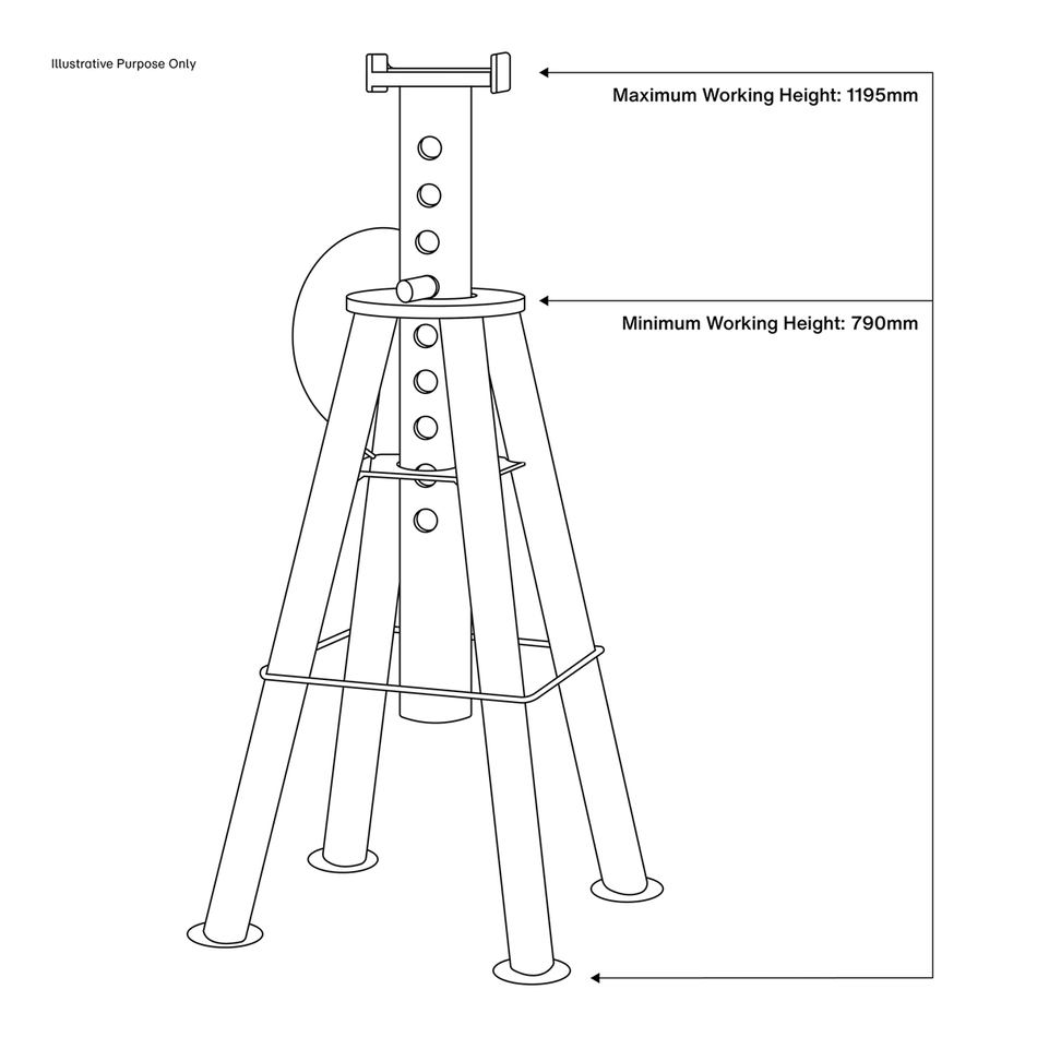 AS10H Premier Axle Stands (Pair) 10 Tonne Capacity per Stand High Level