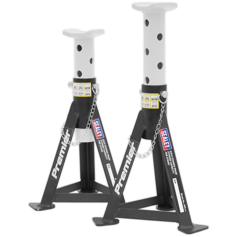 AS3 Premier Axle Stands (Pair) 3 Tonne Capacity per Stand - White