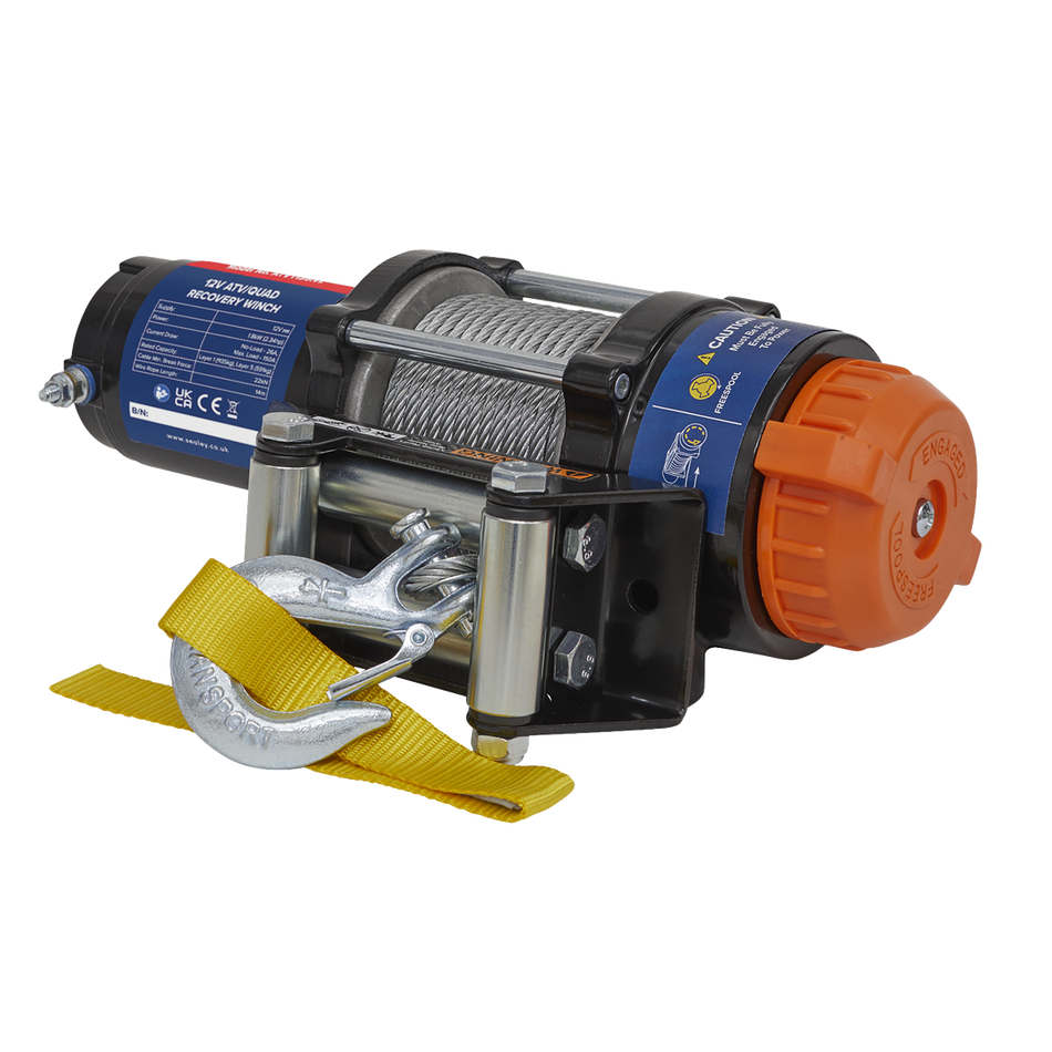 ATV1135 ATV/Quad Recovery Winch 1135kg (2500lb) Line Pull 12V