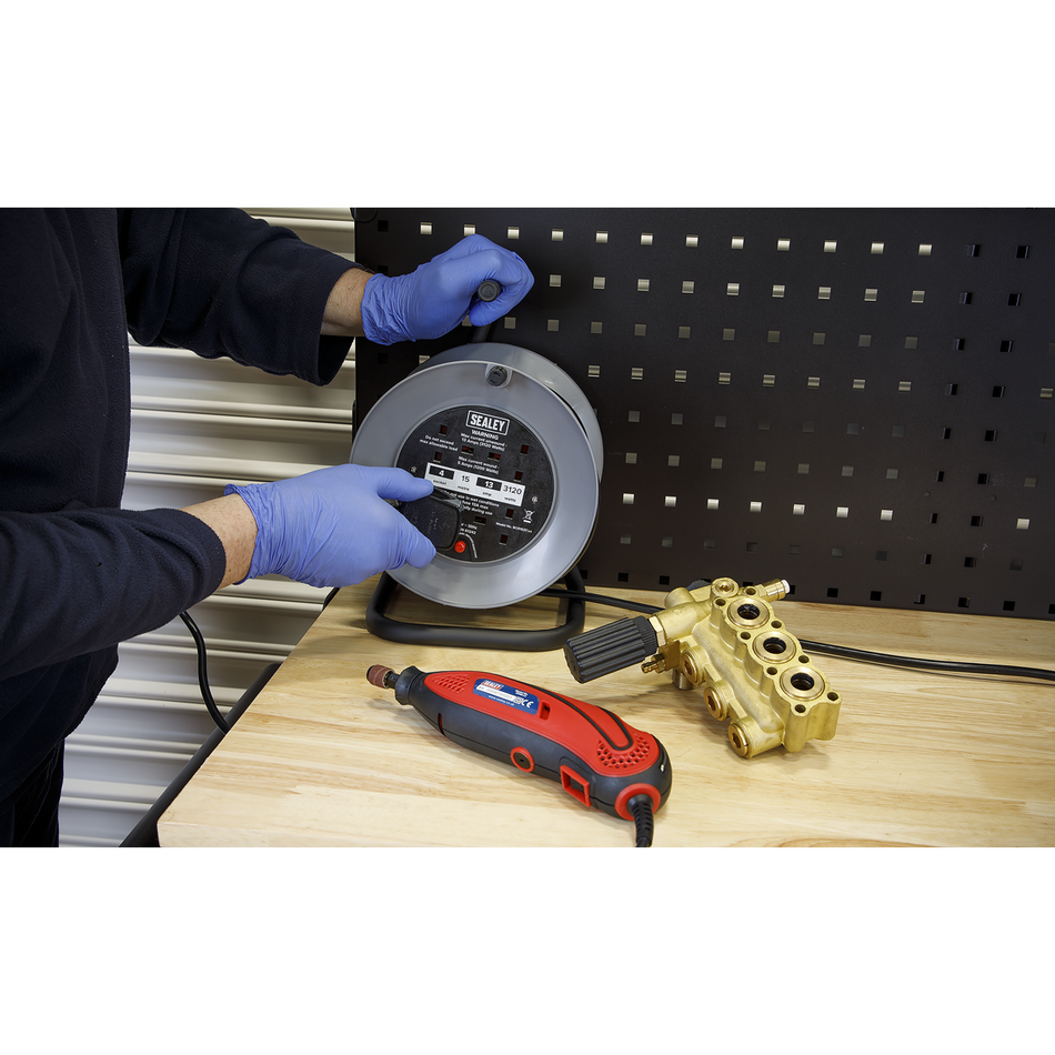 BCR153T 15m Cable Reel with Thermal Trip 4 x 230V