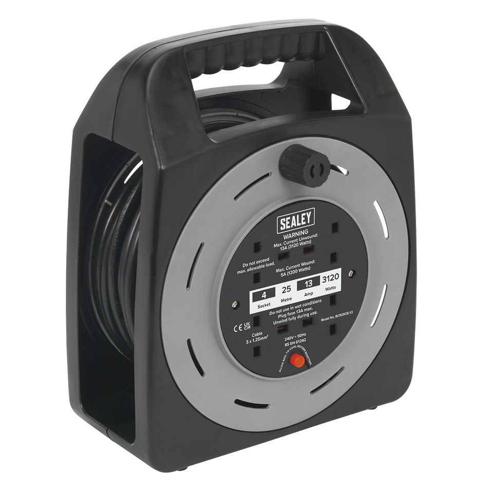 BCR25CB 25m Box Type Cable Reel with Thermal Trip 4 x 230V
