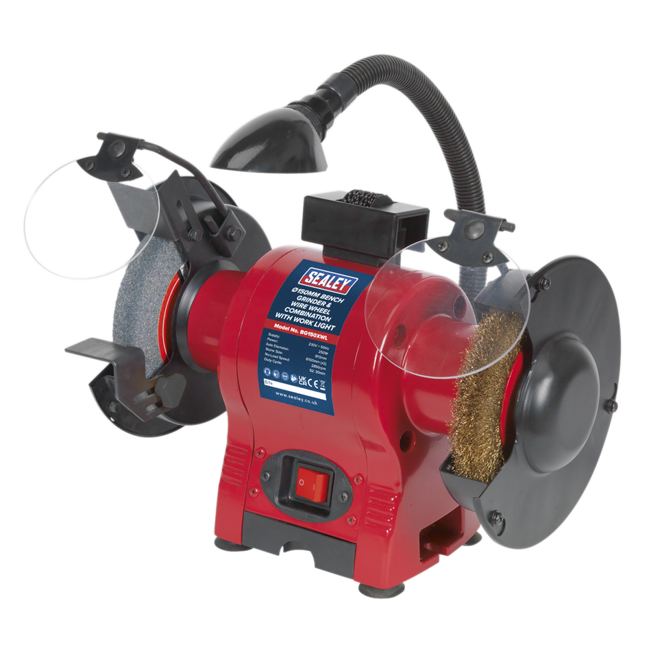 BG150XWL 150mm Bench Grinder & Wire Wheel Combination with Worklight 250W/230V