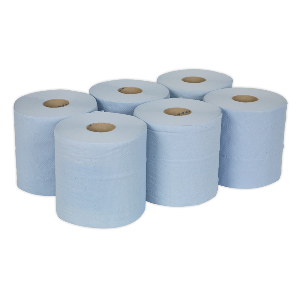 BLU150 2-Ply Embossed Blue Paper Roll 150m - Pack of 6