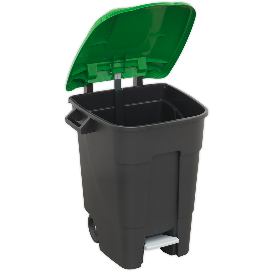 BM100PG Refuse/Wheelie Bin with Foot Pedal 100L - Green
