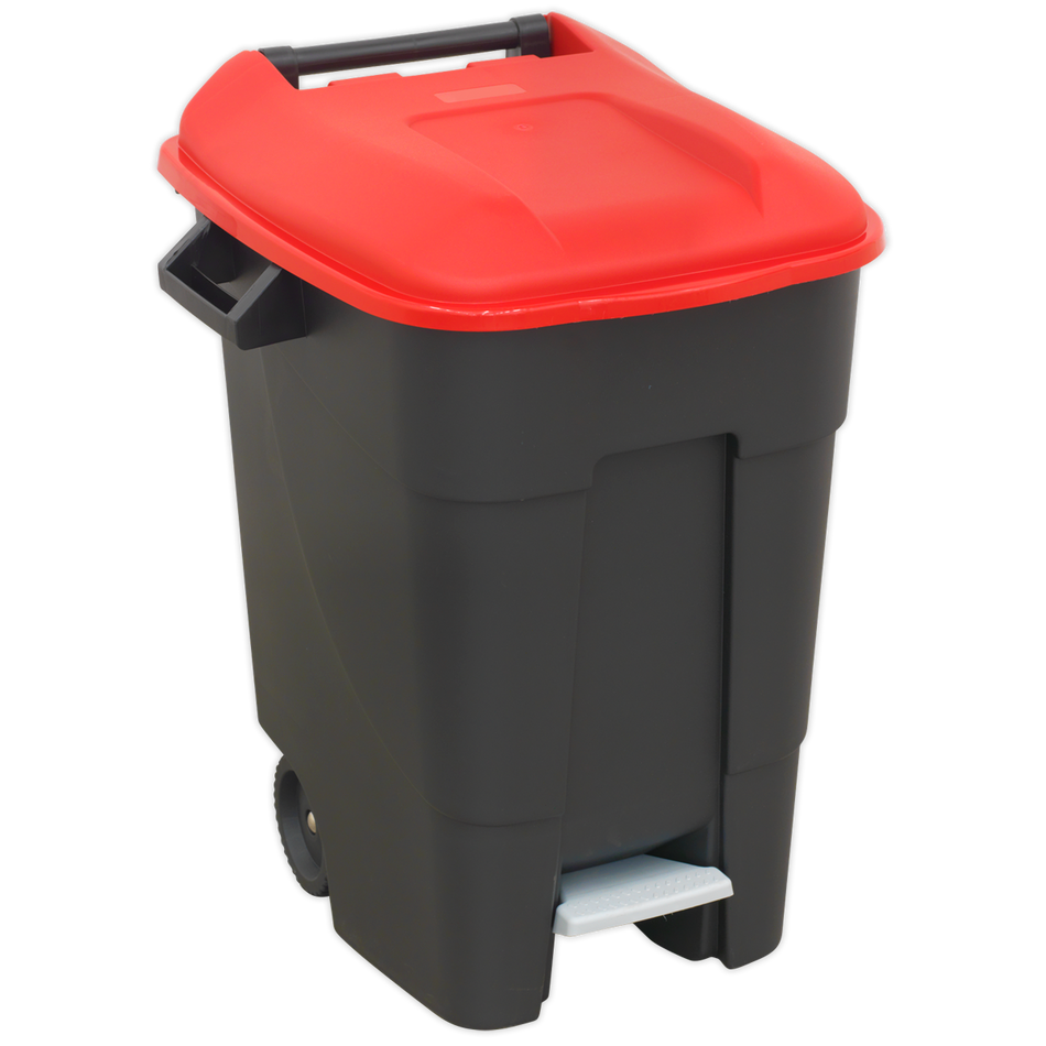 BM100PR Refuse/Wheelie Bin with Foot Pedal 100L - Red