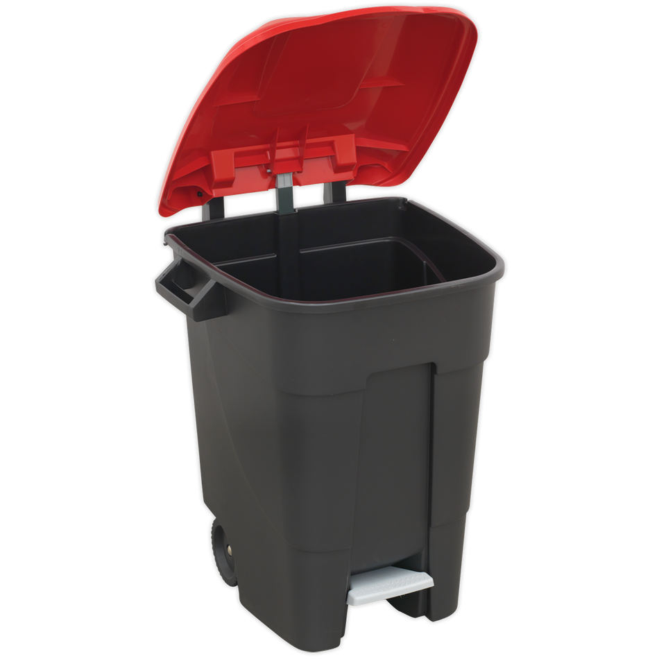 BM100PR Refuse/Wheelie Bin with Foot Pedal 100L - Red