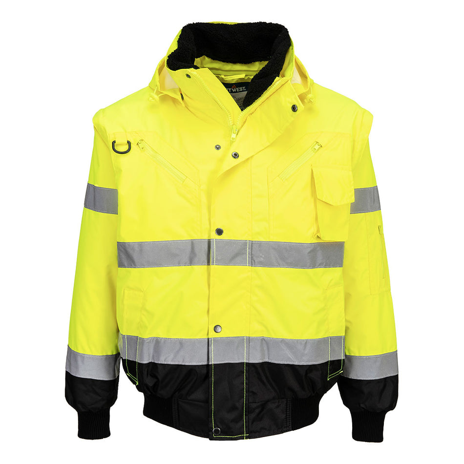 C465 Hi-Vis 3-in-1 Contrast Bomber Jacket Yellow/Black XL