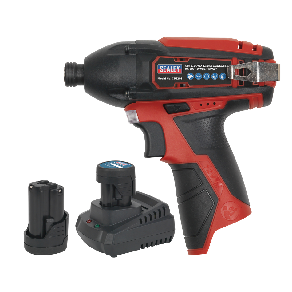 CP1203KIT SV12 Series 1/4"Hex Drive Cordless Impact Driver Kit 12V 2Ah - 2 Batteries