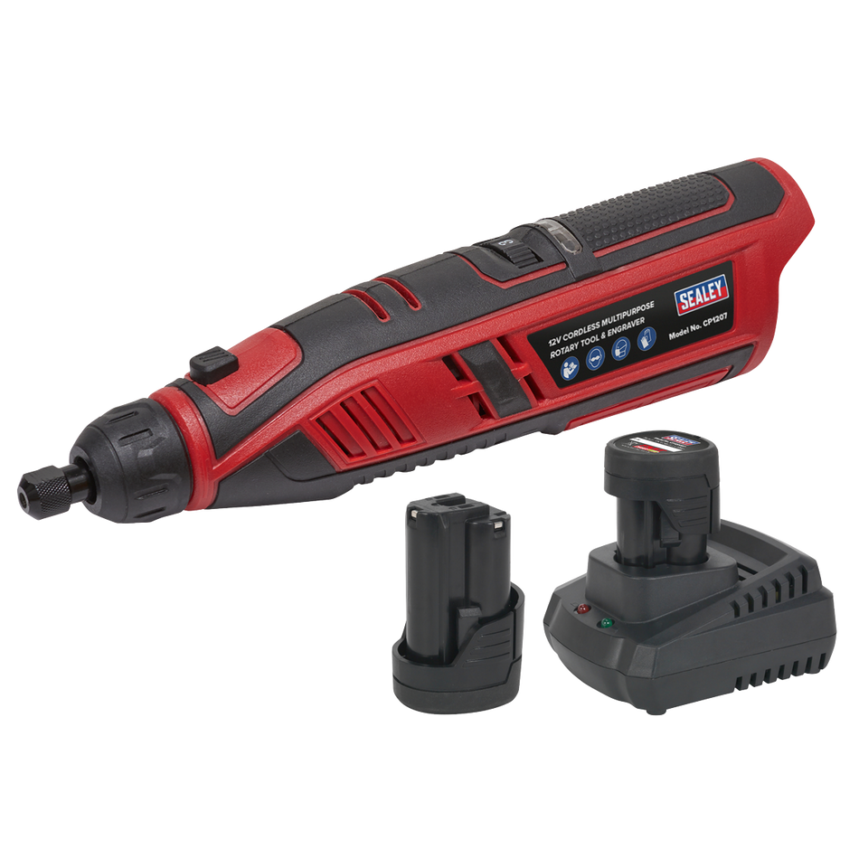CP1207KIT SV12 Series Cordless Multipurpose Rotary Tool & Engraver Kit 49pc 12V 2Ah - 2 Batteries