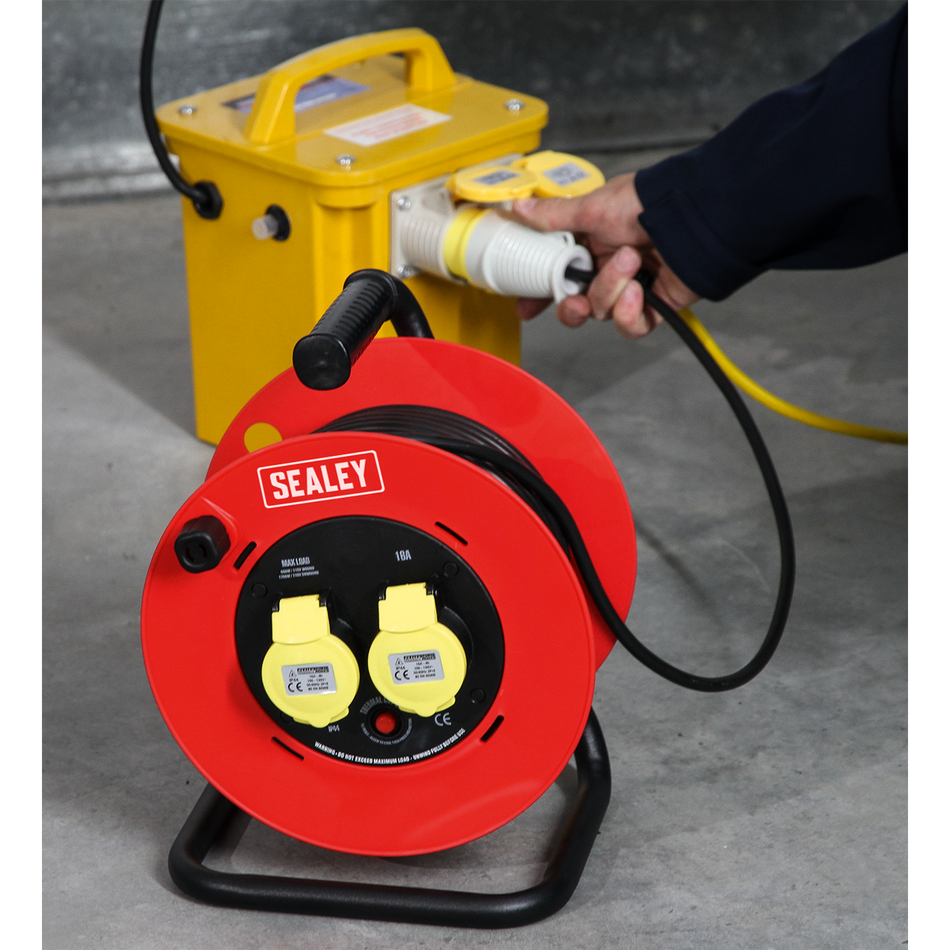 CR12515 25m Heavy-Duty Cable Reel with Thermal Trip 2 x 110V