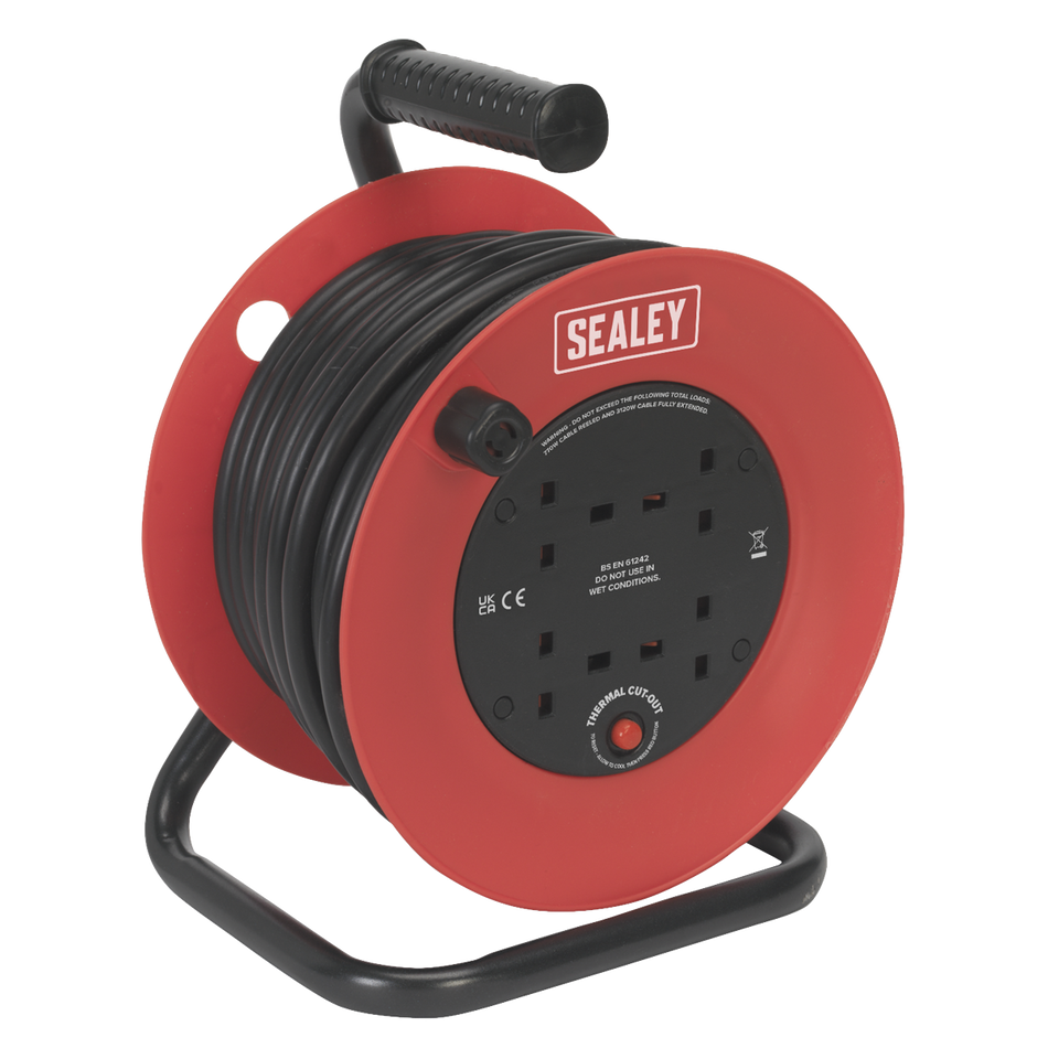CR22525 25m Heavy-Duty Cable Reel with Thermal Trip 4 x 230V