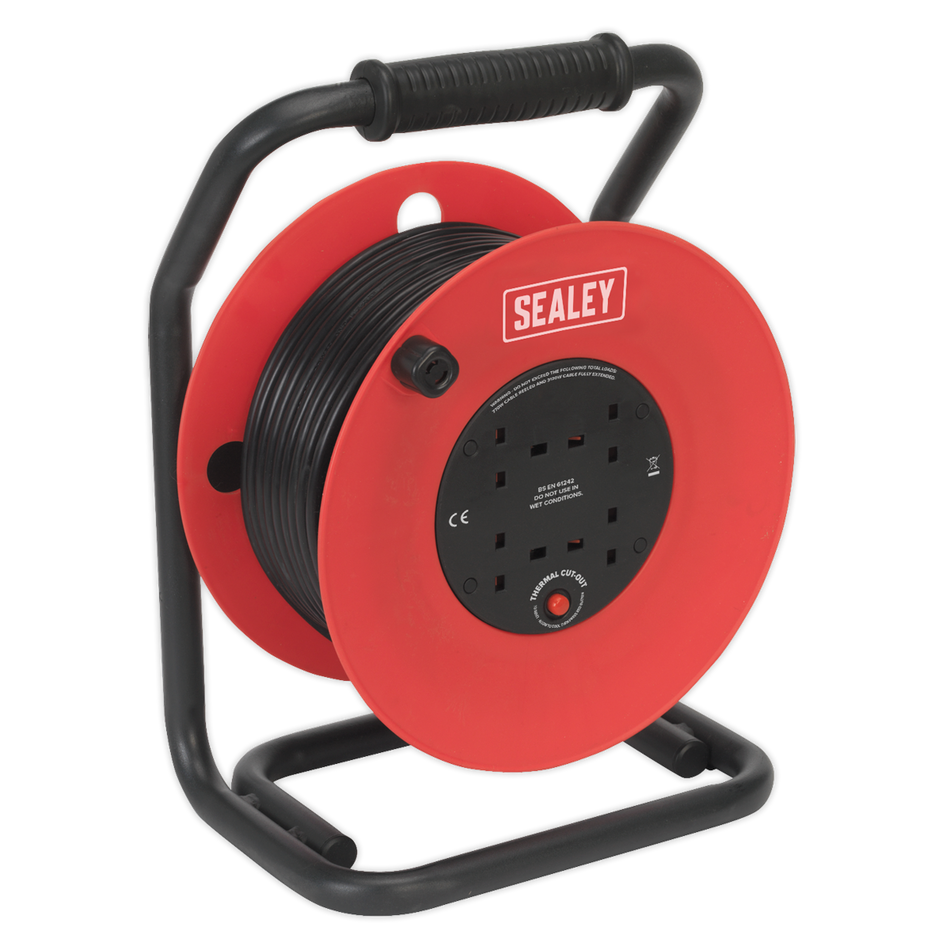 CR50/1.5 50m Heavy-Duty Cable Reel with Thermal Trip 4 x 230V