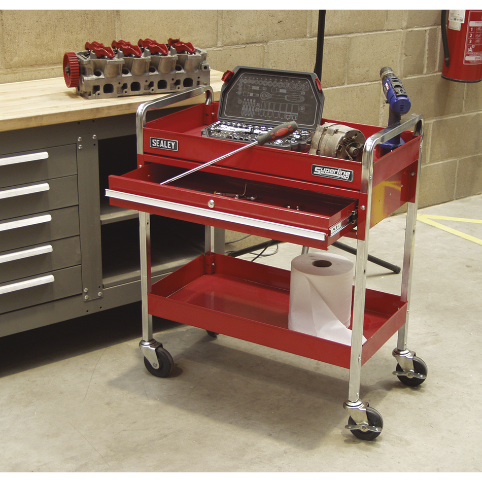 CX101D Superline PRO Heavy-Duty Trolley with Lockable Drawer 2-Level