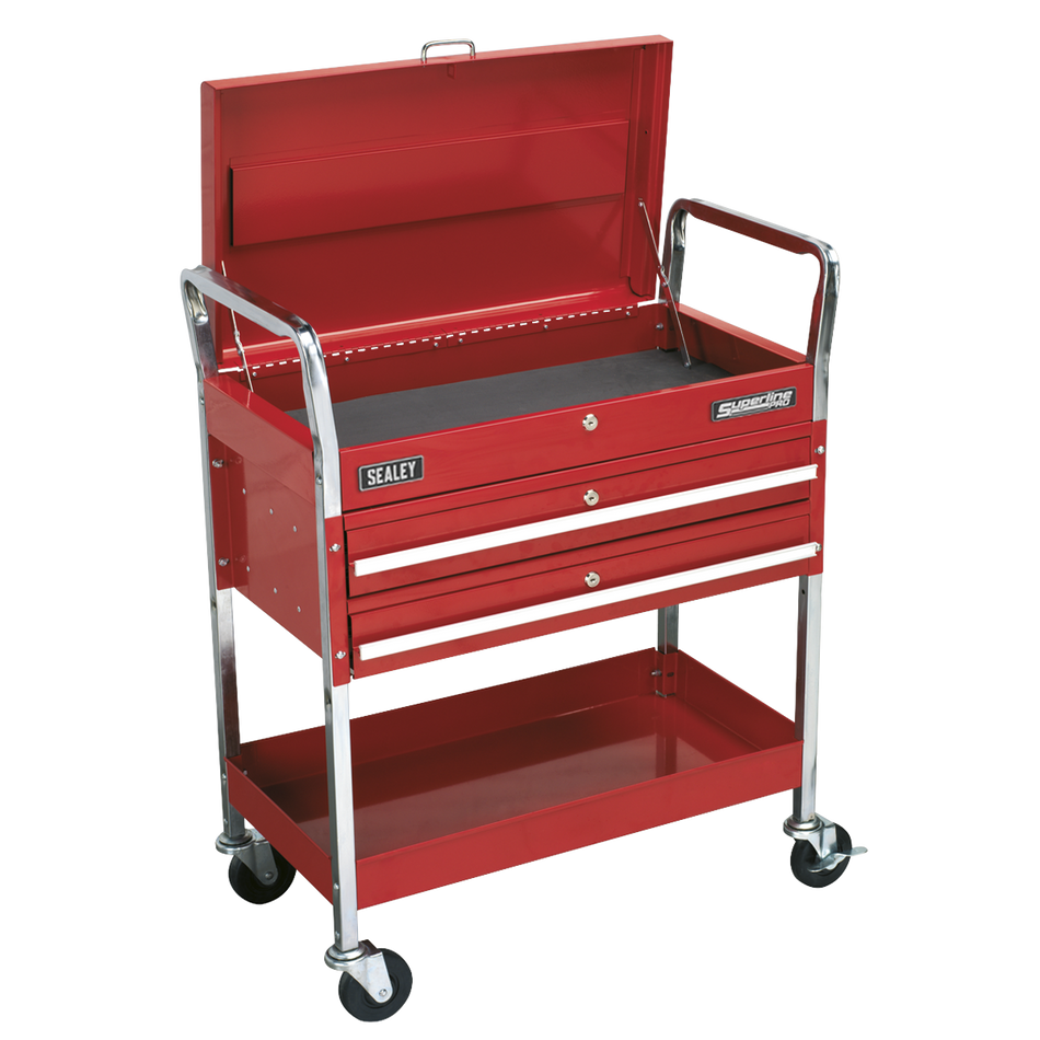 CX1042D Superline PRO Heavy-Duty Trolley with Lockable Top & 2 Drawers 2-Level