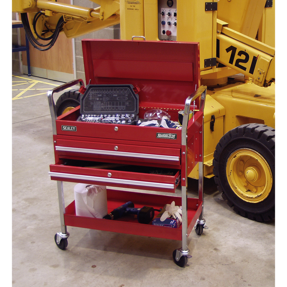 CX1042D Superline PRO Heavy-Duty Trolley with Lockable Top & 2 Drawers 2-Level