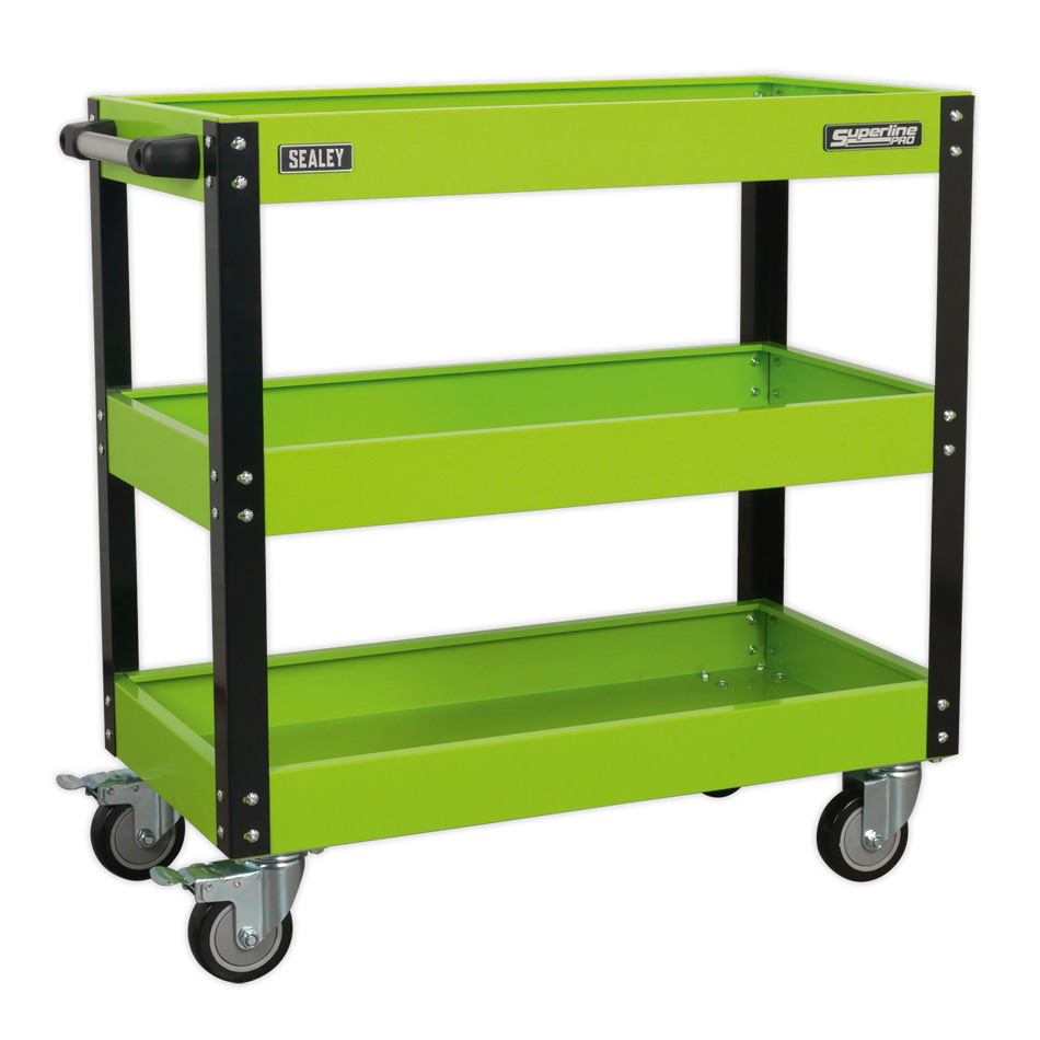 CX110HV Superline PRO Heavy-Duty Workshop Trolley 3-Level - Hi-Vis Green
