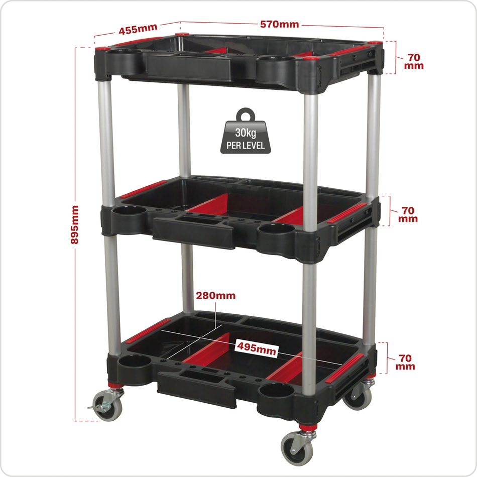 CX313 Composite Workshop Trolley with Parts Storage 3-Level