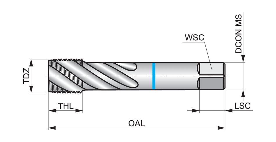 E3821/8 G(BSP) Machine Tap Spiral Flute 40deg Blue Shark