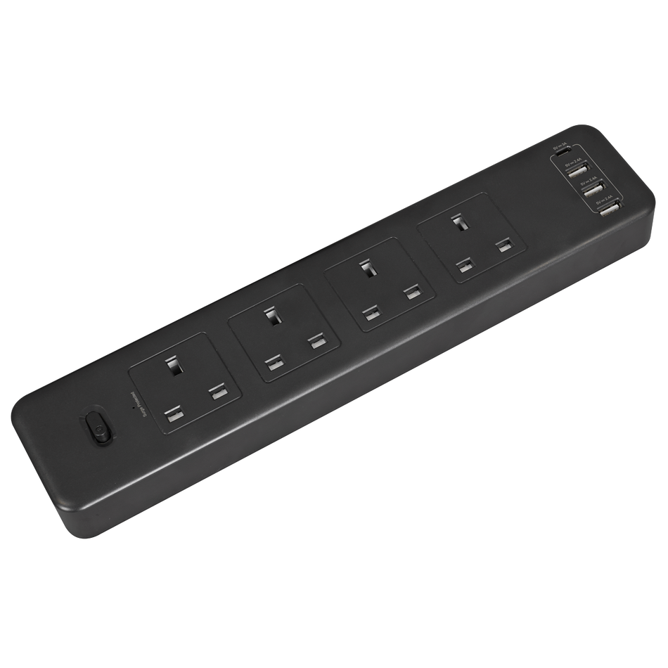 EL34USBB 2.6m Extension Lead with USB Ports - Black