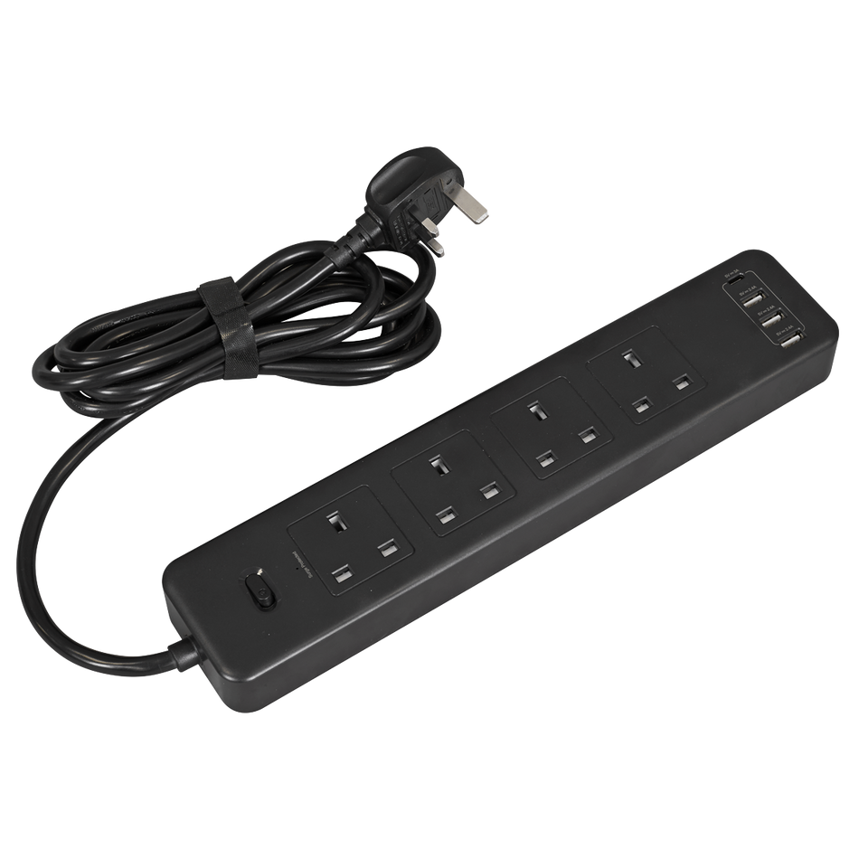 EL34USBB 2.6m Extension Lead with USB Ports - Black