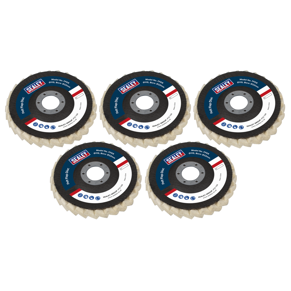 FFD5 Felt Flap Disc 115mm 22mm Bore - Pack of 5
