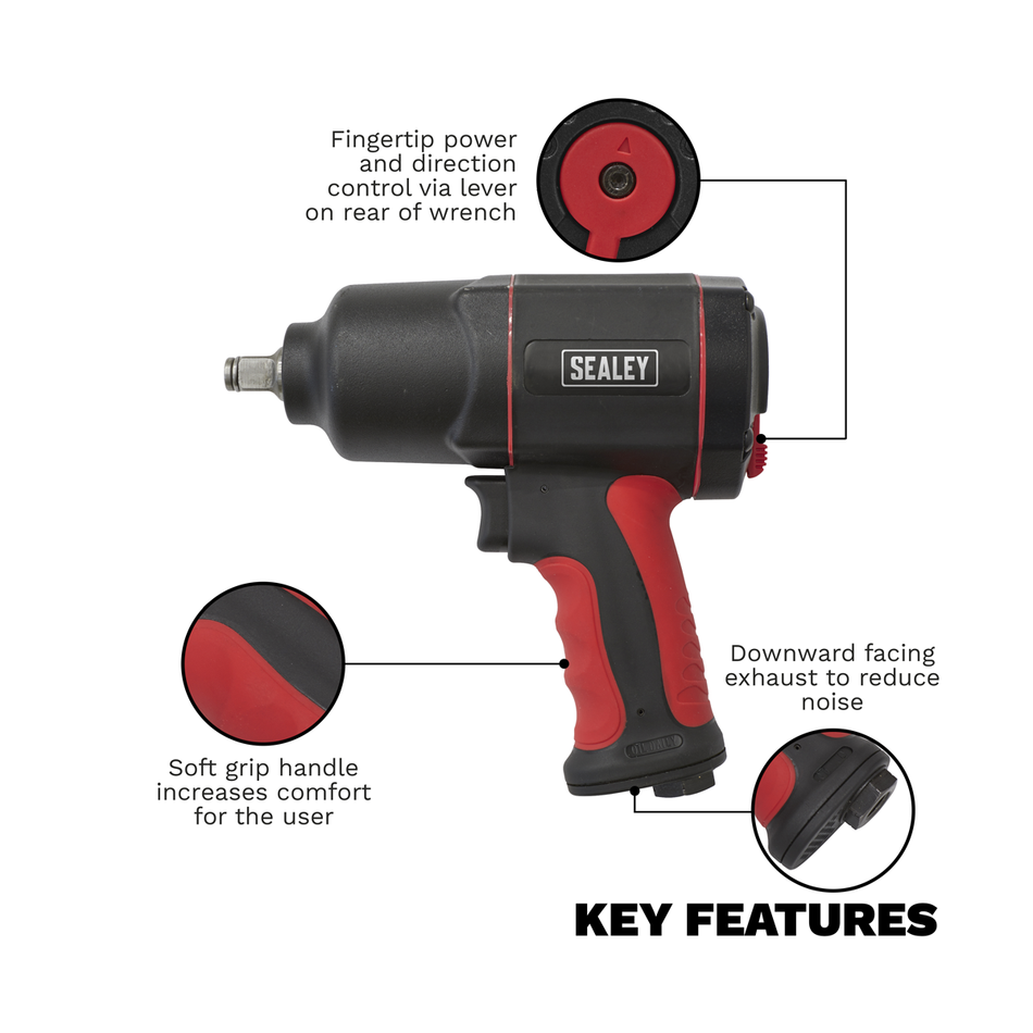 GSA6006 Generation Composite Twin Hammer Air Impact Wrench 1/2"Sq Drive