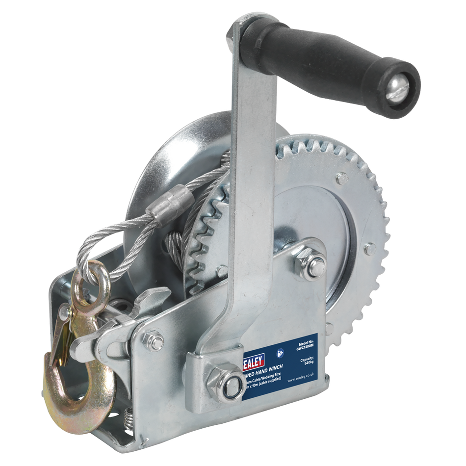 GWC1200M Geared Hand Winch with Cable 540kg Capacity