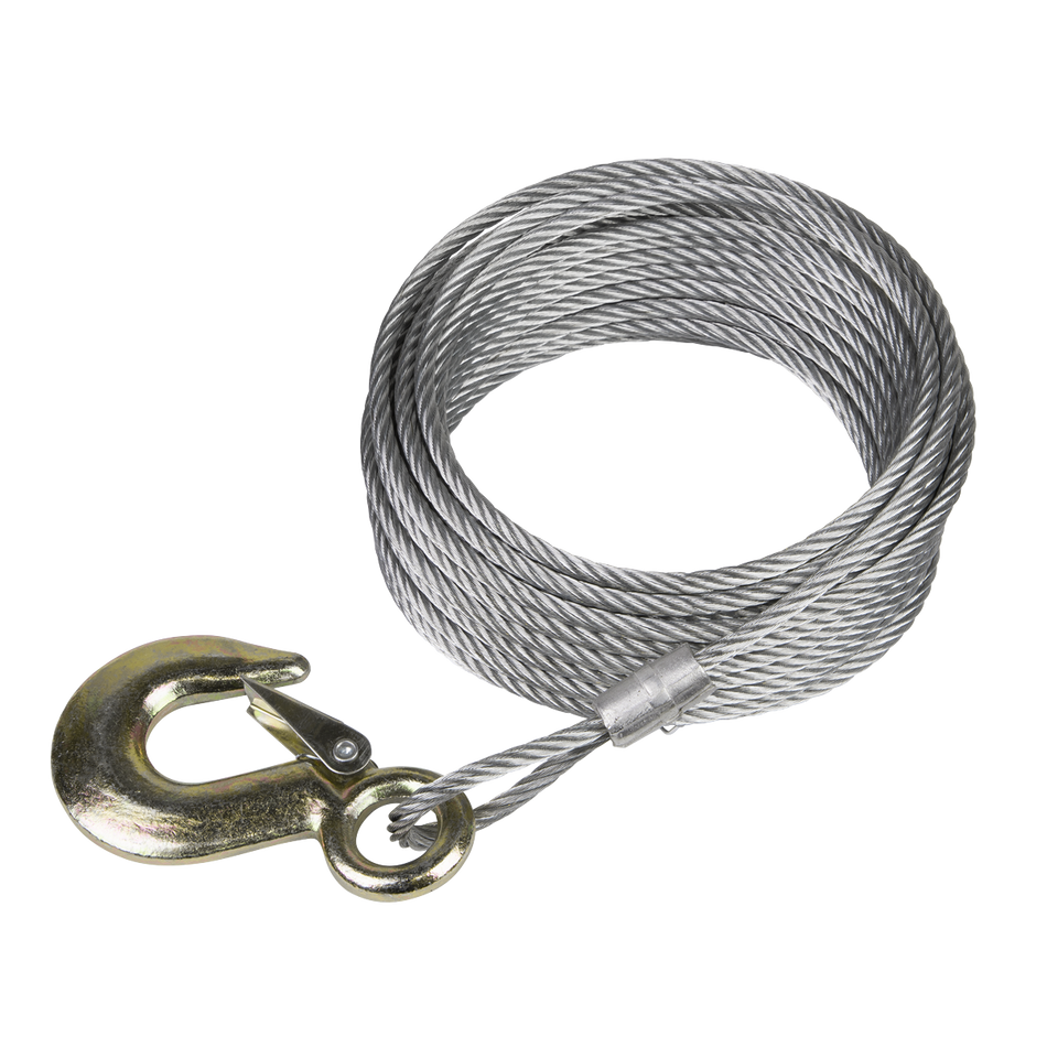 GWEC12 Winch Cable/Wire Rope with Forged Hook 5.1mm x 10m 810kg Breaking Strength