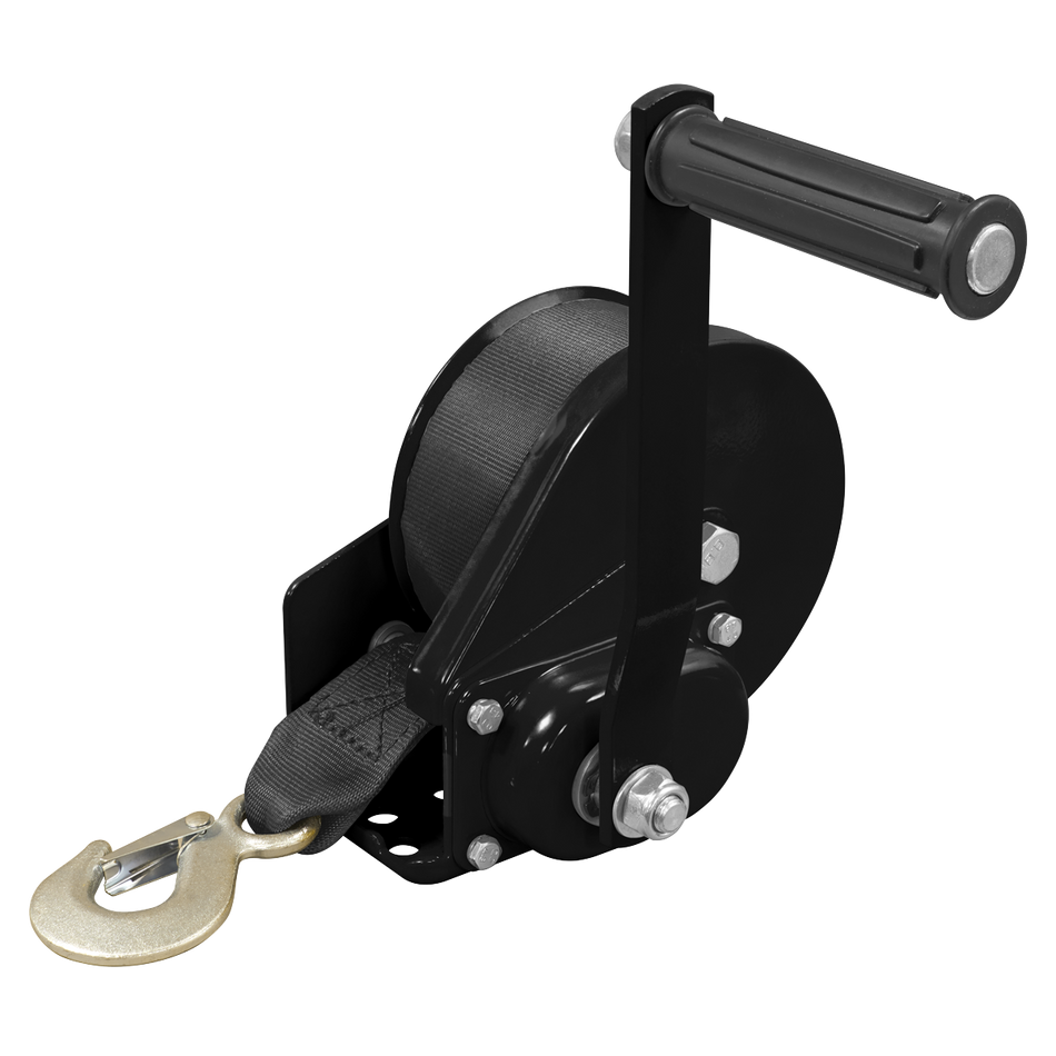 GWW1200B Geared Hand Winch with Brake & Webbing 540kg Capacity
