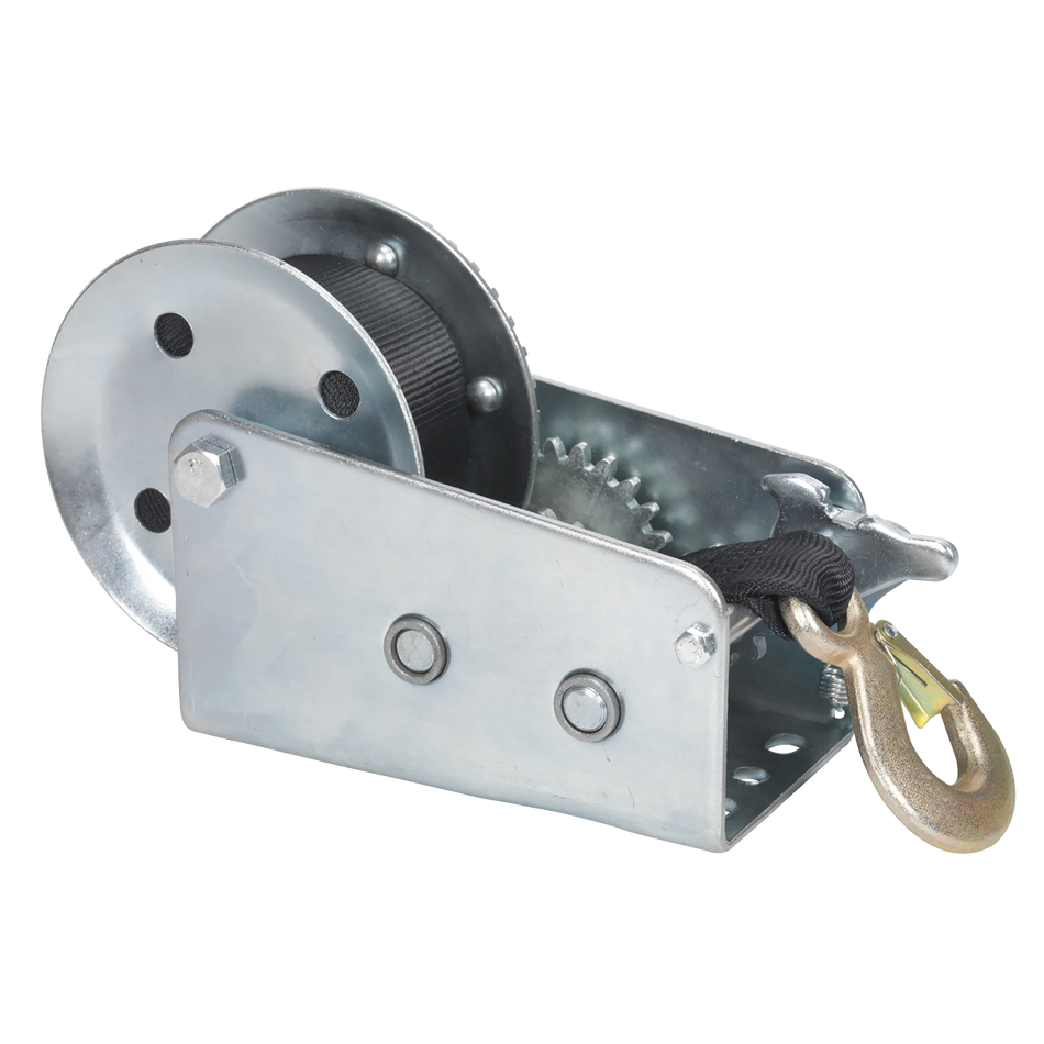 GWW2000M Geared Hand Winch with Webbing Strap 900kg Capacity