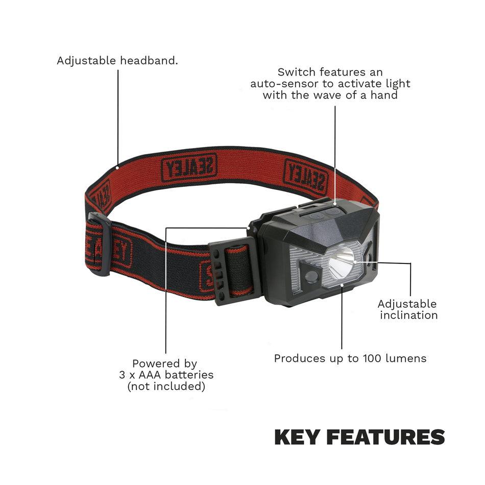 HT03LED Head Torch with Auto-Sensor 3W SMD & 2 Red LED