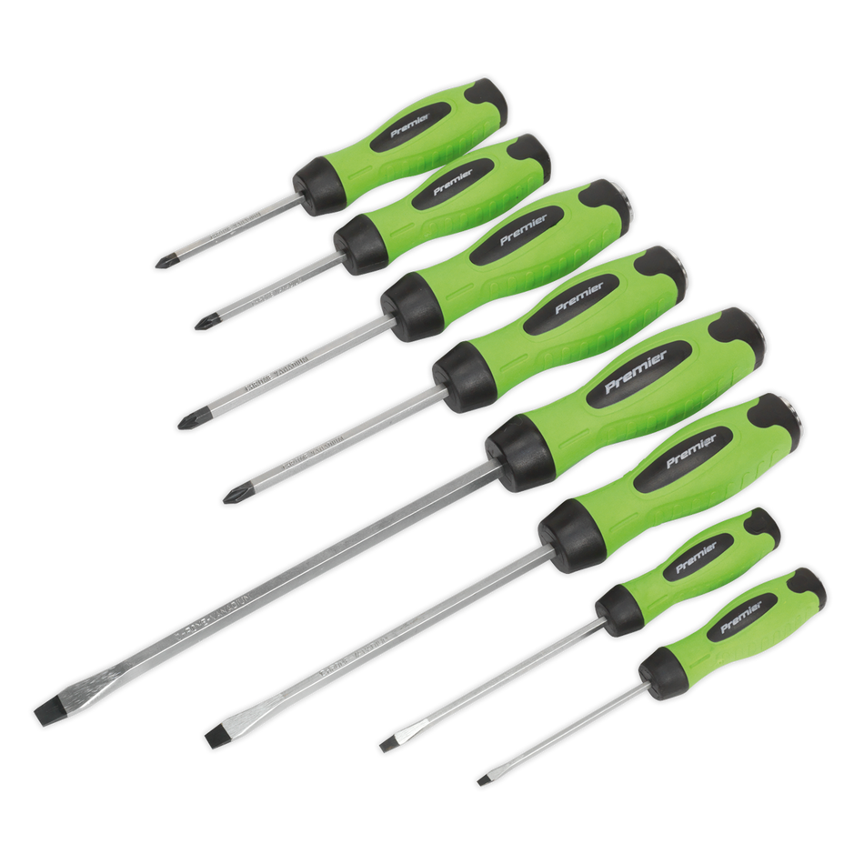 HV002 Premier Hammer-Thru Screwdriver Set 8pc - Hi-Vis Green