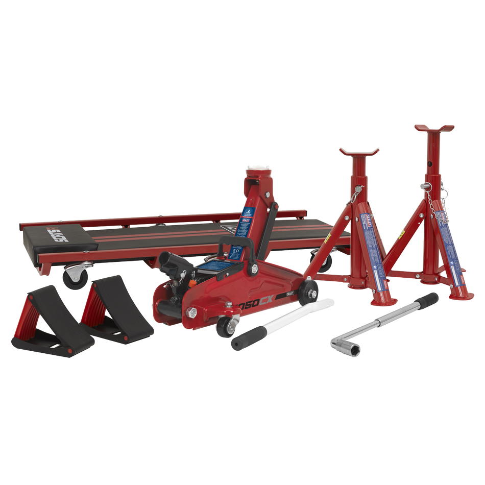 JKIT01 Lifting Kit (Inc Jack Axle Stands Creeper Chocks & Wrench) 2 Tonne 5pc