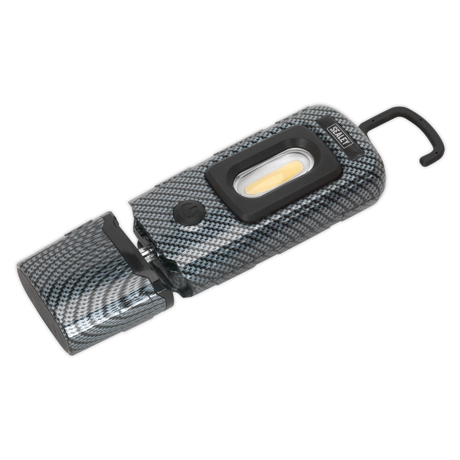 Rechargeable 360deg Inspection Light 3W COB & 1W SMD LED - Carbon Fibre Effect