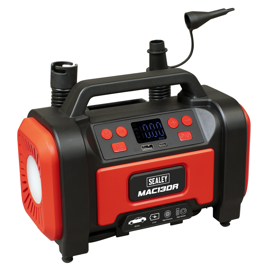 MAC13DR Rechargeable Tyre Inflator & High Volume Air Pump 12V