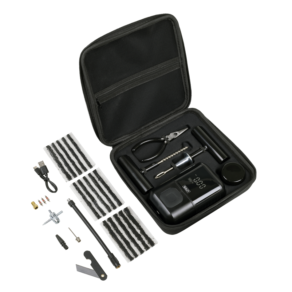 MAC24 Temporary Puncture Repair Kit & Rechargeable Tyre Inflator