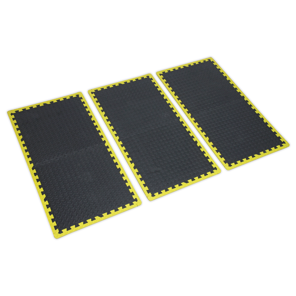 MIC1218Y3 Interlocking EVA Foam Workshop Mat Set with Hi-Vis Edges 1240 x 1825mm