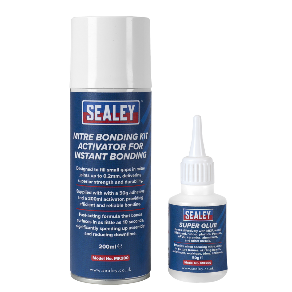 MK200 Mitre Bonding Kit with Super Glue 50g & Activator 200ml for Instant Bonding