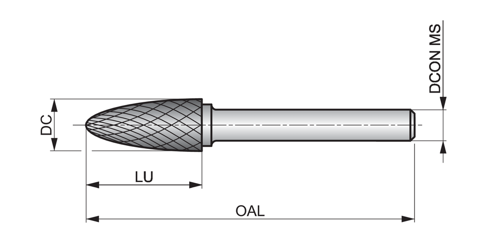 P81112.7X6.0 Rotary Burr - Ball Nosed Tree